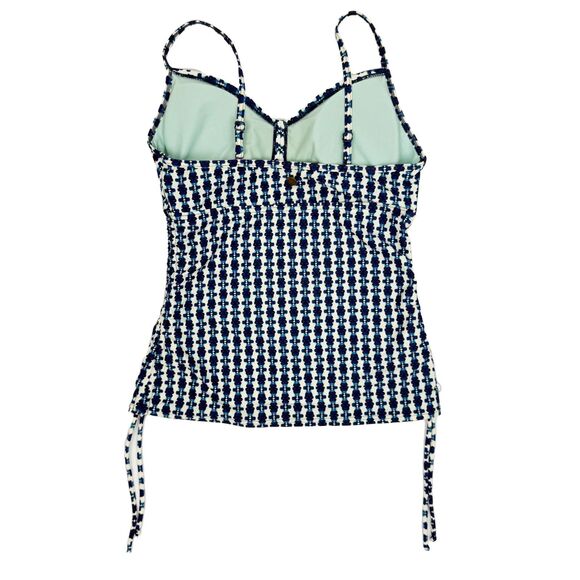 PRANA Moorea Tankini Top M Indigo Santorini Printed Swim Pool Tank EUC B6 - Picture 2 of 7